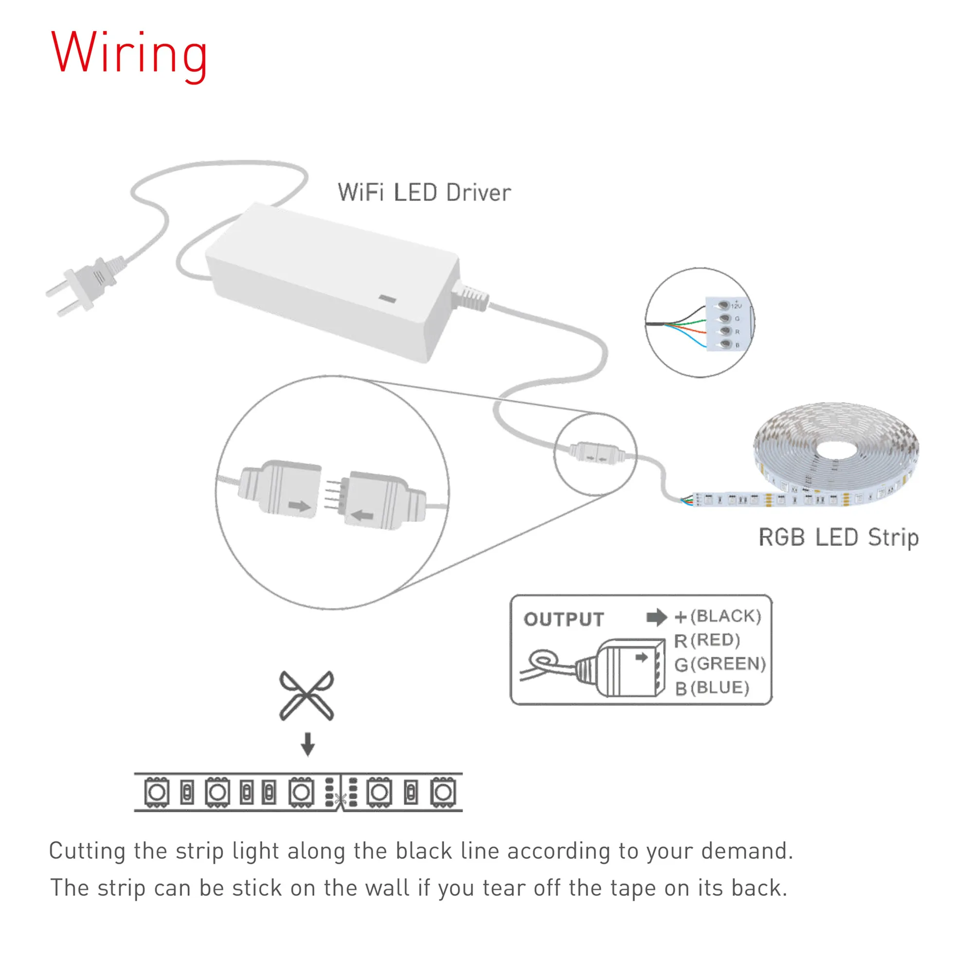 2.4GHz Wi-Fi, 802. 11b/g/n RGB LED strip Kit, RF Remote, Plug and Play, 10m, 5050 LED, 70W, 100-240Vac, IP20. WF60RGB-10M  LTECH Wireless Receiver